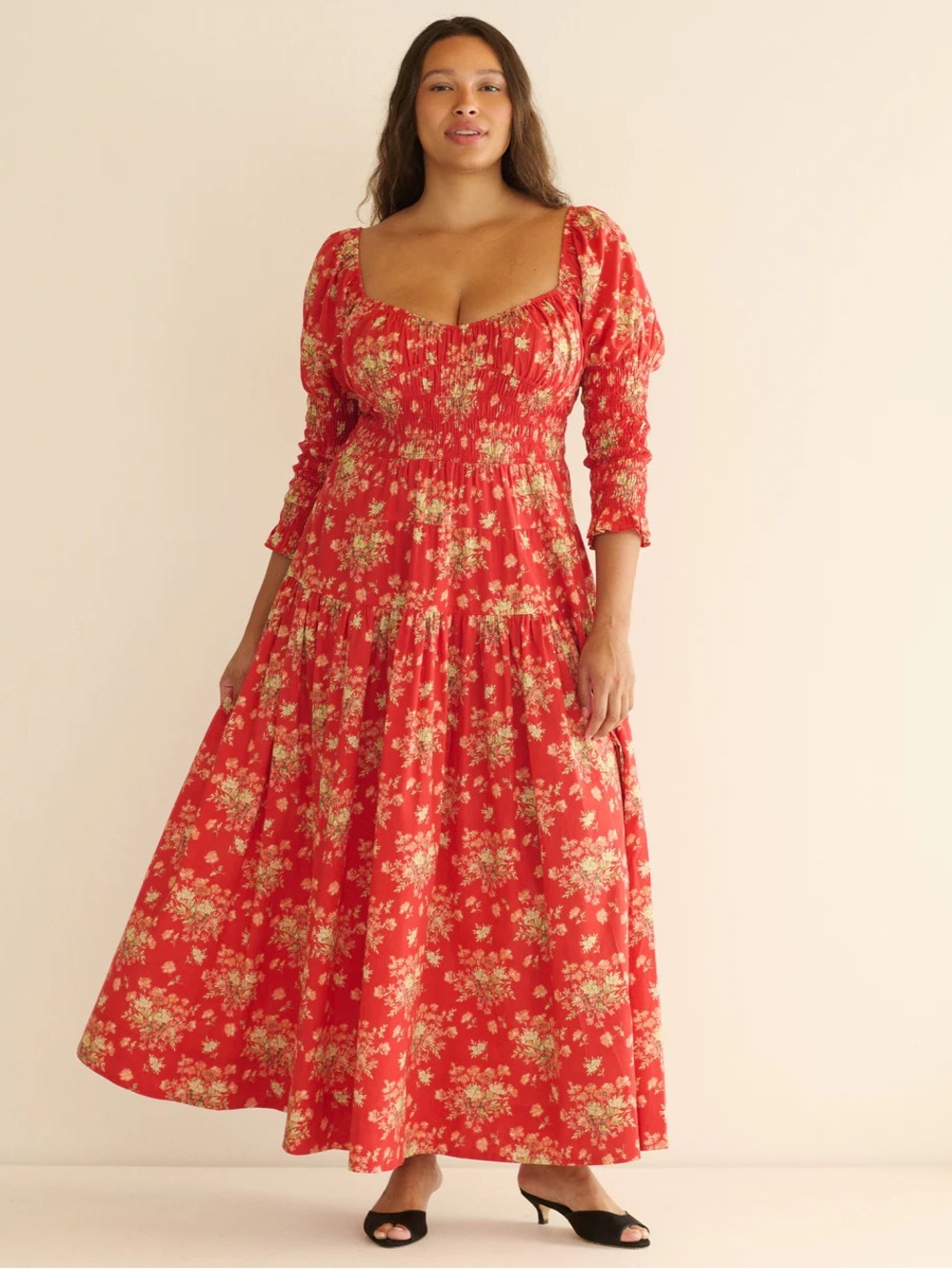 DÔEN Seraphina Dress in Rosso Lantana Floral S
